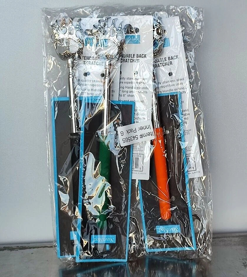 6 pack - NuvoMed Bear Claw Telescopic Metal Extendable Back Scratcher Massager