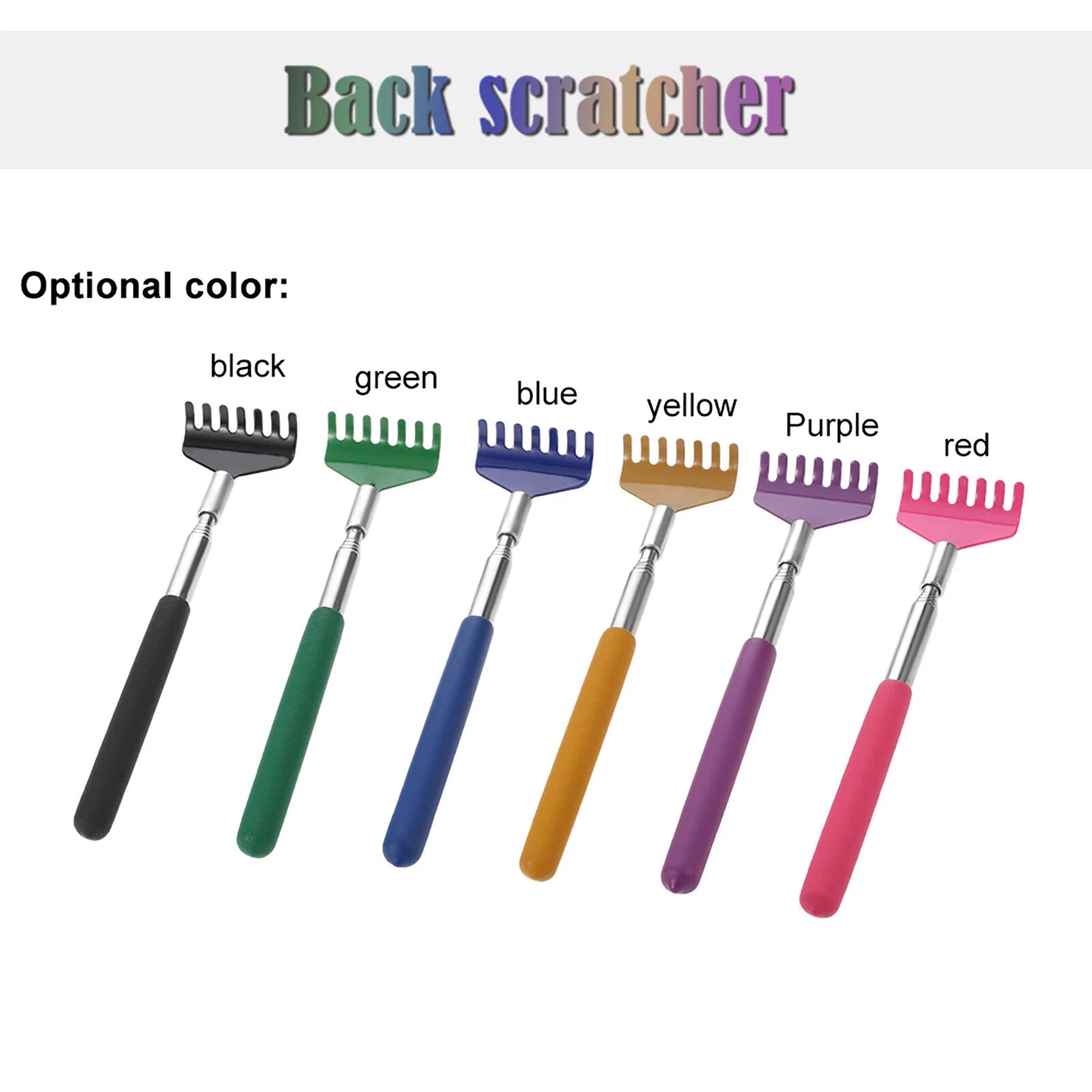 Anself Telescopic Back Scratcher Massager Metal Compact Extendable Blue USA O3T1