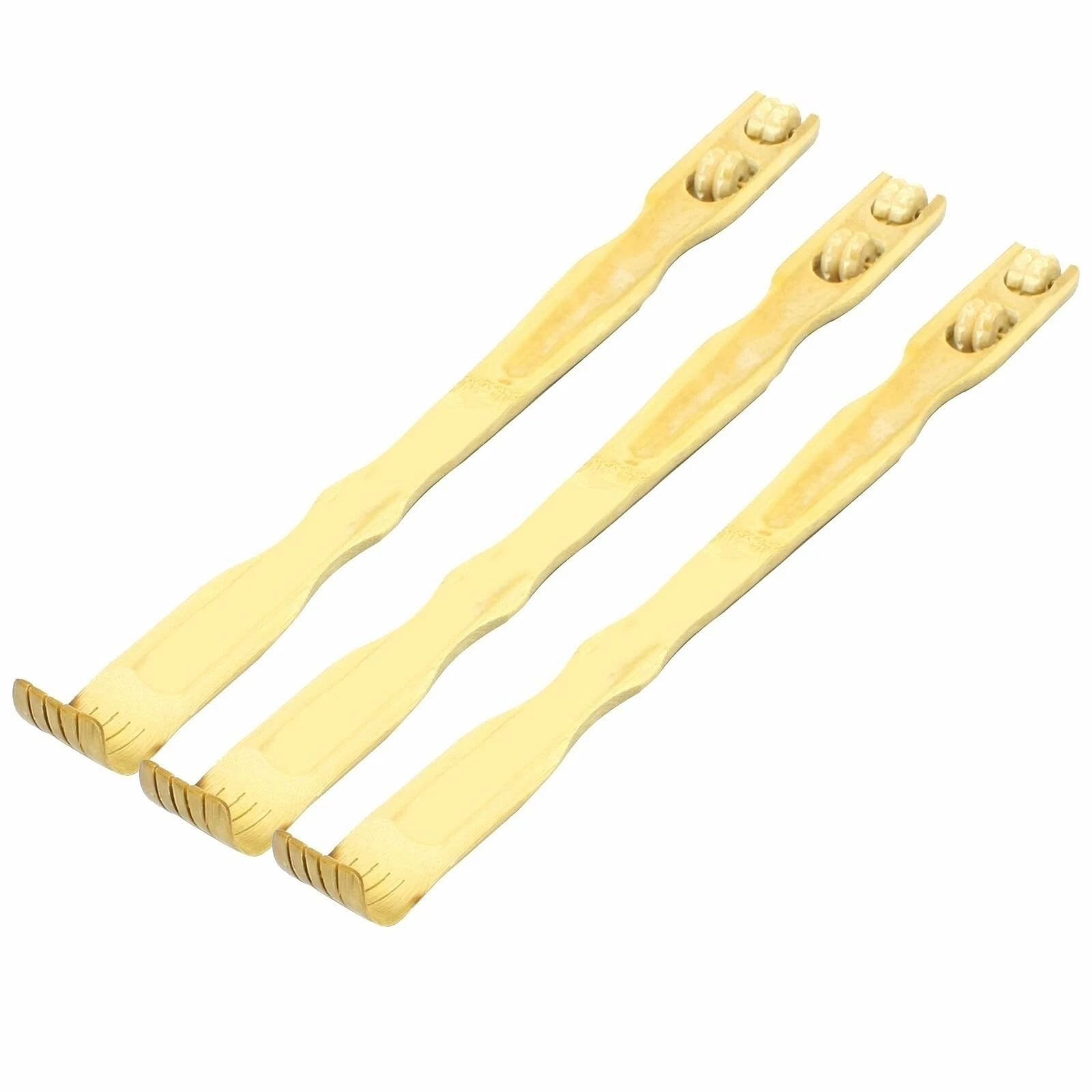3 Pcs 18" Bamboo Wooden Itch Therapeutic Relaxer Back Scratcher Massage Roller