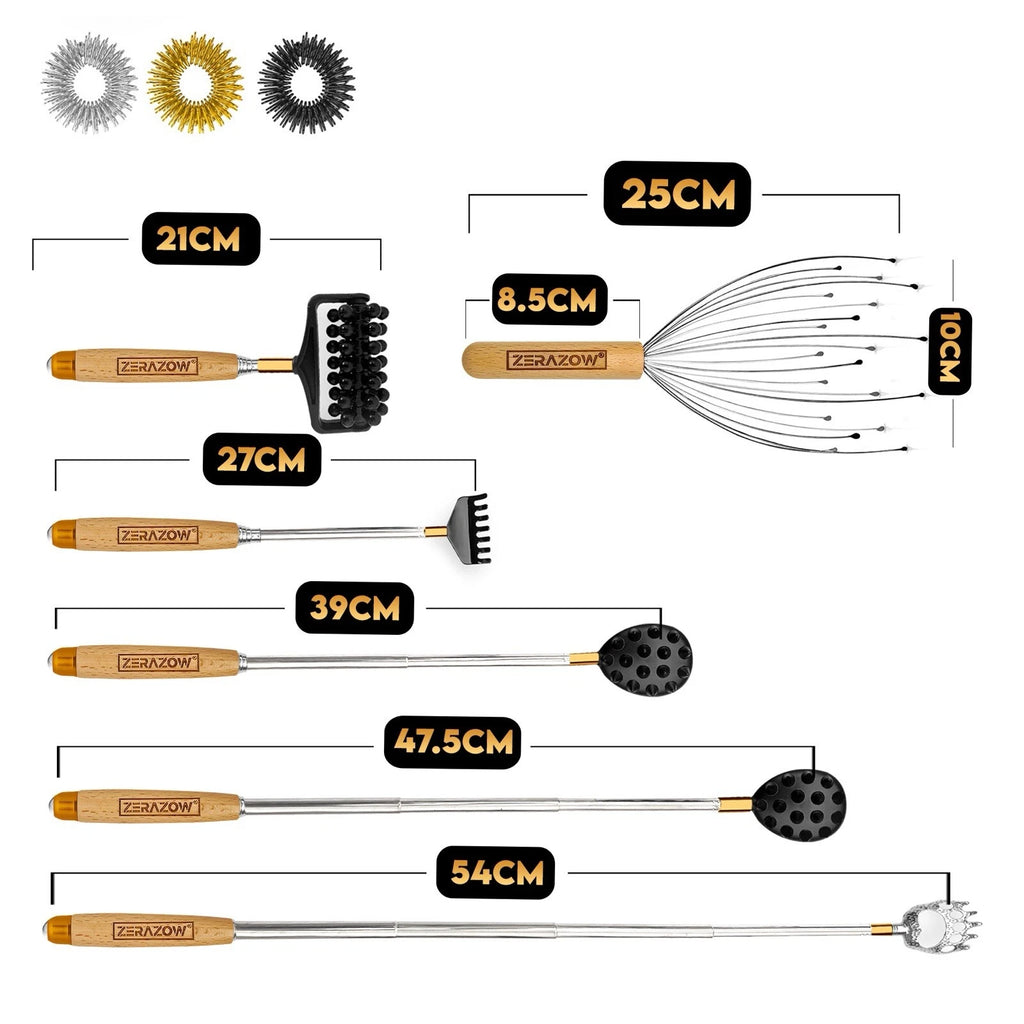 ZERAZOW® Telescoping Back Scratcher 9Pcs Set Includes | Backscratcher for Men