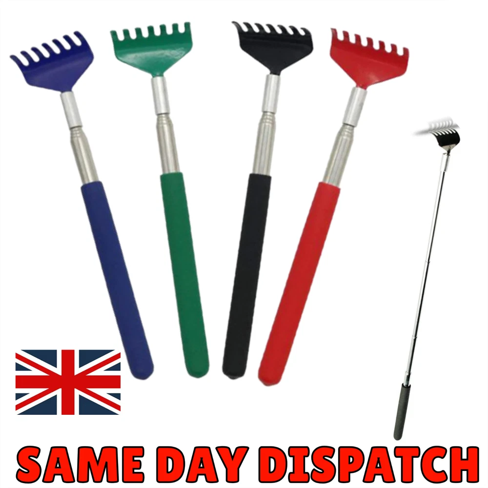 Telescopic Extendable Back Scratcher Handy Portable Pocket Metal Pen Clip UK