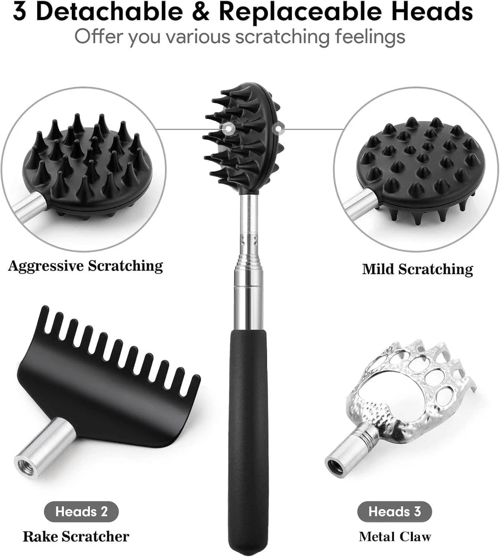 Telescoping Back Scratcher with 4Pcs Detachable Scratching Heads