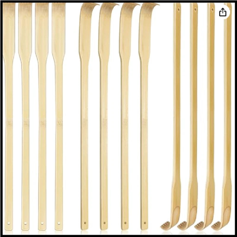 12 PCS Natural Bamboo Back Scratcher Traditional Wooden Back Scratcher,Long Back