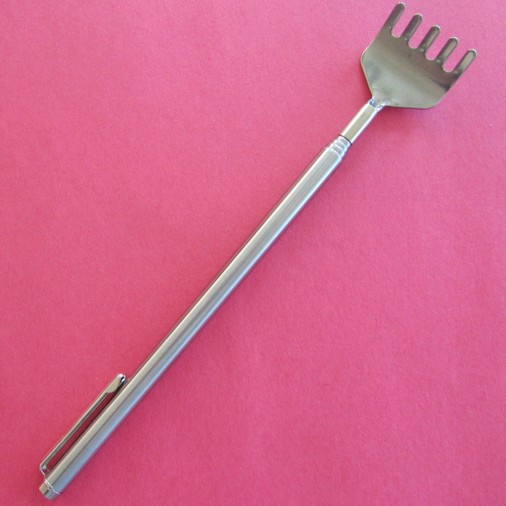 Extra Long Telescoping / Telescopic Metal Back Scratcher with Pen Clip (5 prongs