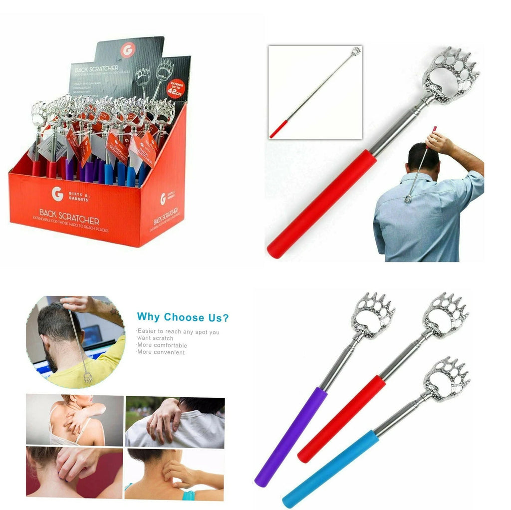 Portable Extendable Bear Claws Metal Back Scratchers,Rubber Handle Adults Gadget