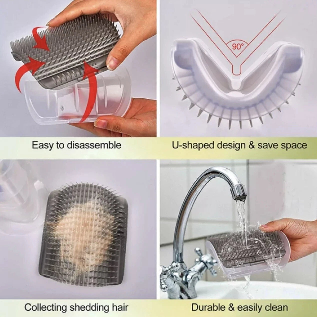 Cat Self-Groomer & Face Scratcher -Wall Corner Massage Comb, Grooming Brush Tool