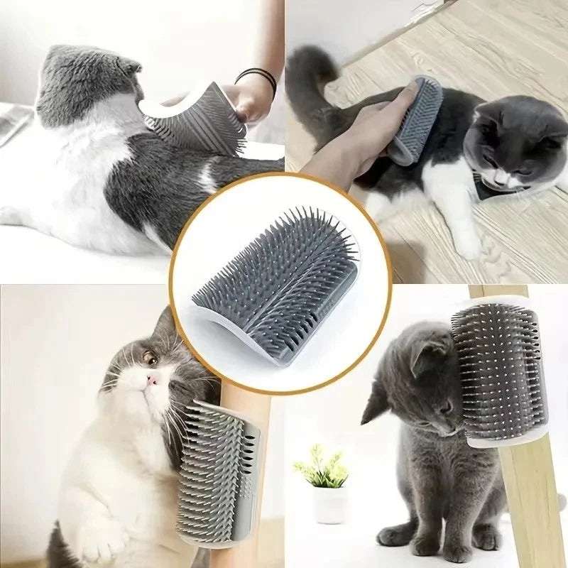 Wall-Mounted Cat Scratcher & Self-Groomer: Pet Brush, Hair Remover & Massage Too