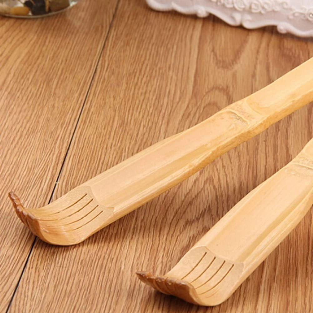Bamboo Back Scratcher Long Reach Wooden Body Massager Stick Itch Relief Massage