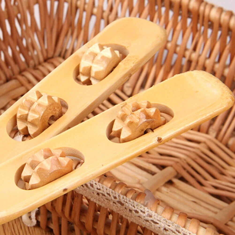 2 pack Bamboo Back Scratcher Massage Rollers Long Reach Therapeutic USA Seller