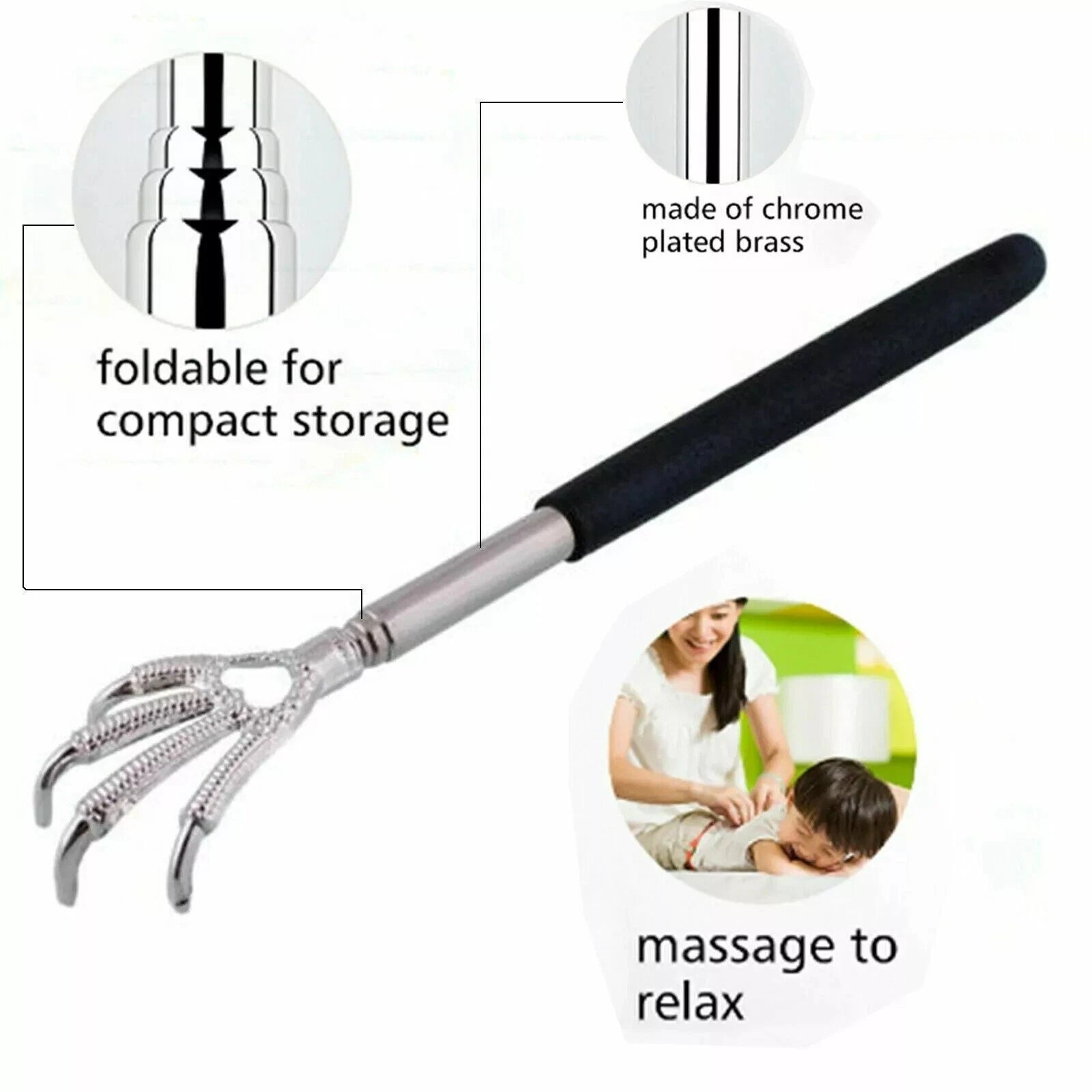 Extendable Back Scratcher Metal Claw Telescoping Backscratcher Massager Extend