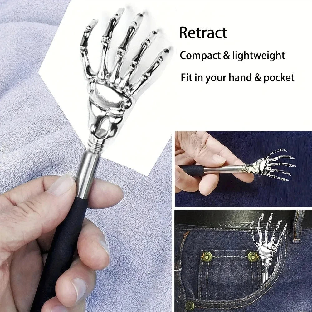 Telescoping Back Scratcher Massager Extendable Steel Hand Massager black color