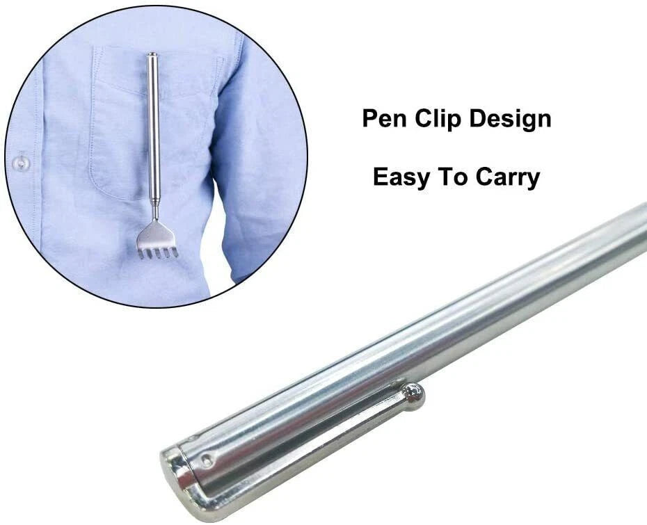 6 inch Stainless Steel Telescopic Back Scratcher Claw Massager for back