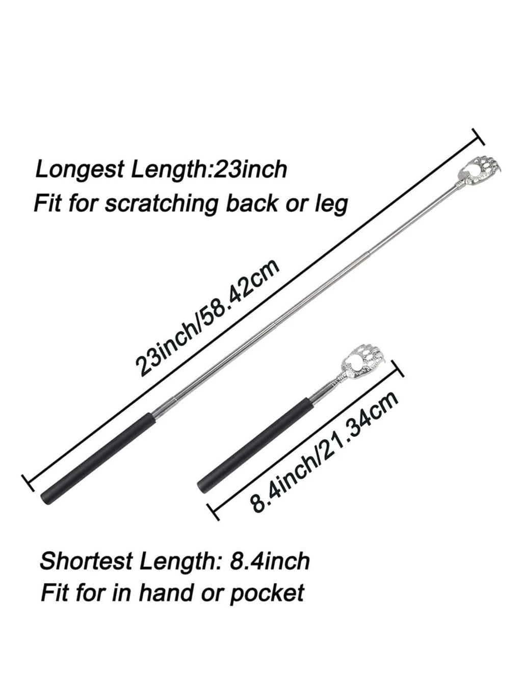 Telescopic BEAR CLAW BACK SCRATCHER Metal Extending Extendable Massager Portable