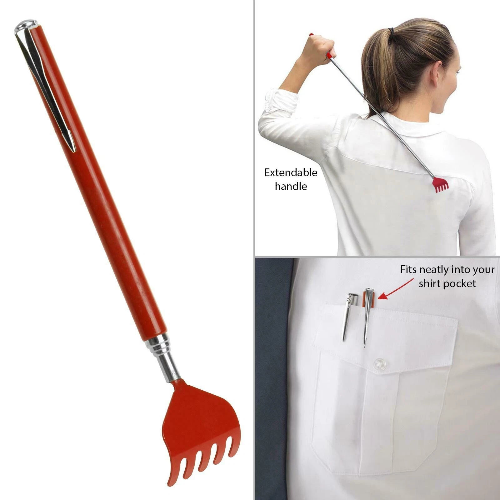 Adjustable 36 / 56cm Extending Back Scratcher Rake / Claw Telescopic Portable