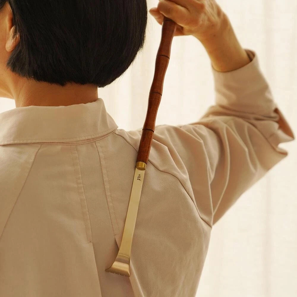 Premium Korean Brass Wooden Back Scratcher – Lacquered Yugi Handle Gift Set