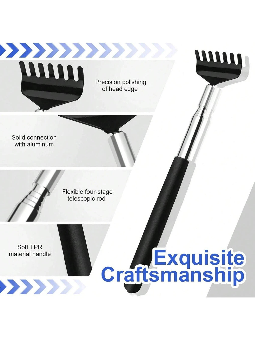 BEAR CLAW / RAKE BACK SCRATCHER Metal Extending Massager Telescopic Portable UK.