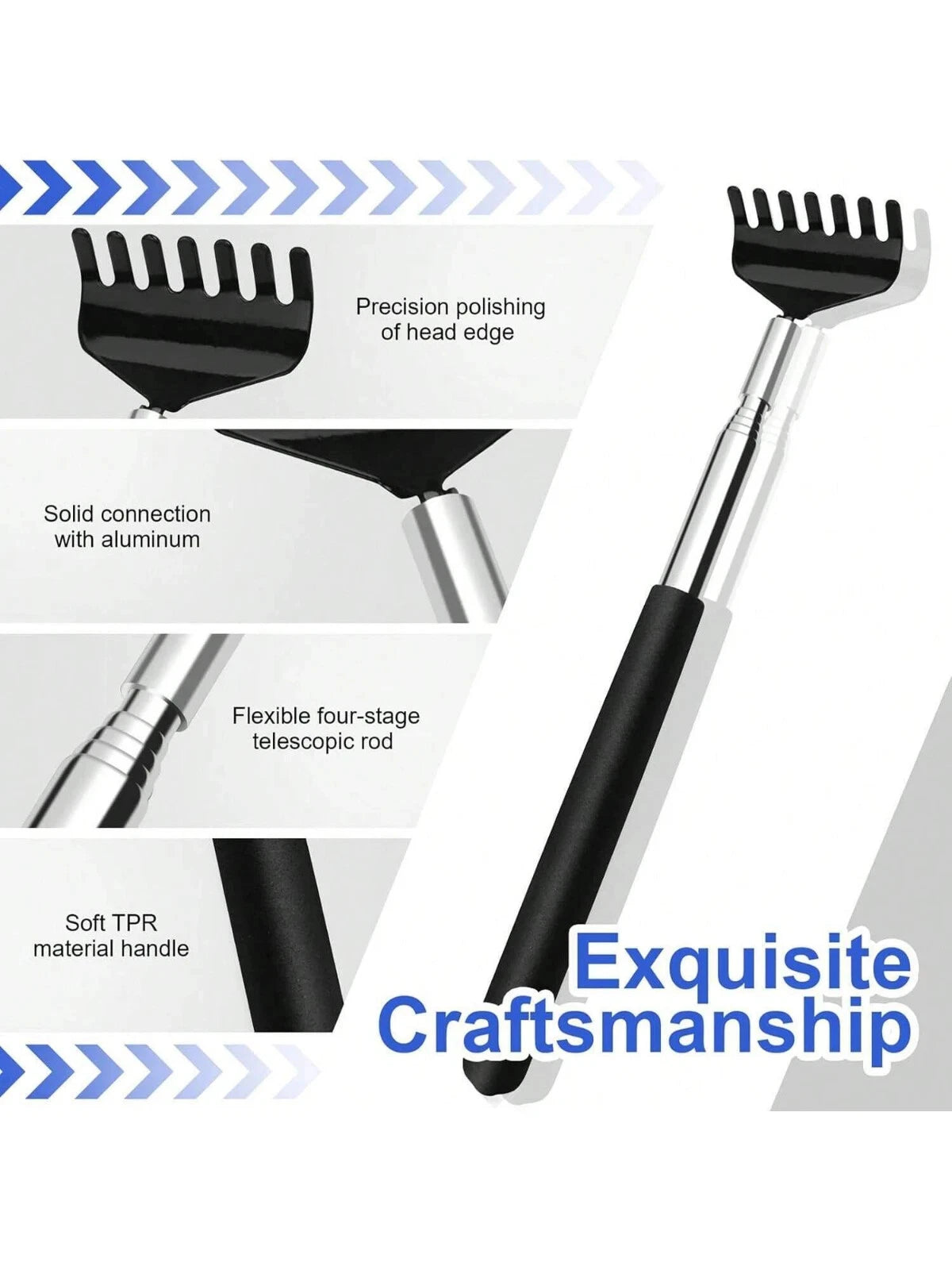 BEAR CLAW / RAKE BACK SCRATCHER Metal Extending Massager Telescopic Portable UK.