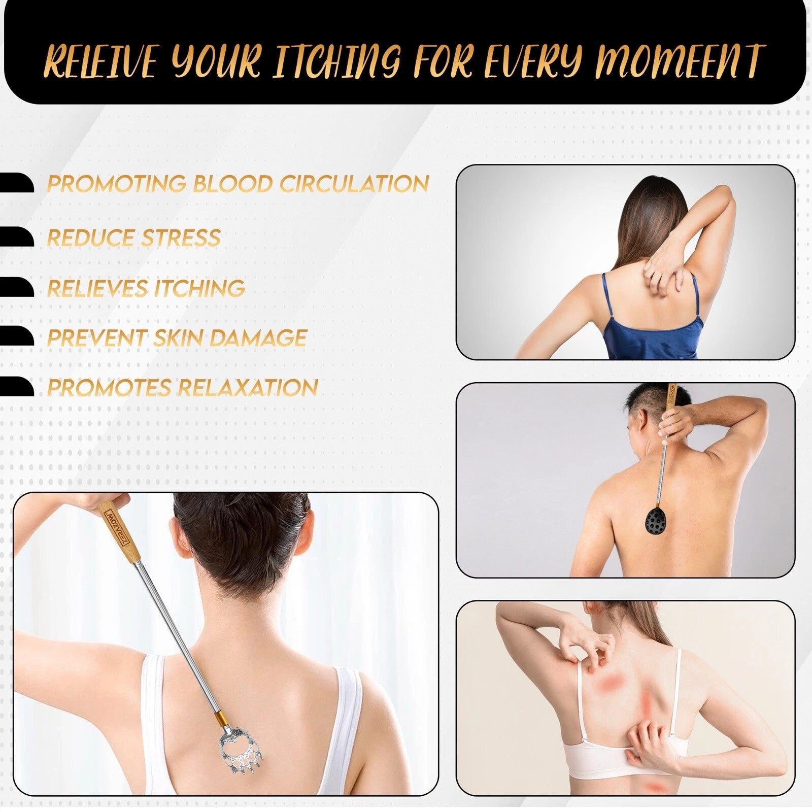 ZERAZOW® Telescoping Back Scratcher 9Pcs Set Includes | Backscratcher for Men