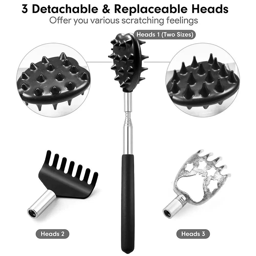 3-in-1 Telescopic Back Scratcher Set - Extendable Massager & Itch Relief Tool