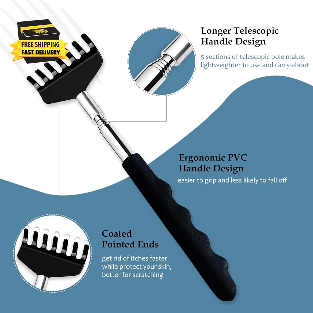 3 Pack Back Scratcher Extendable Metal Portable Back Scratcher for Men Women Adu