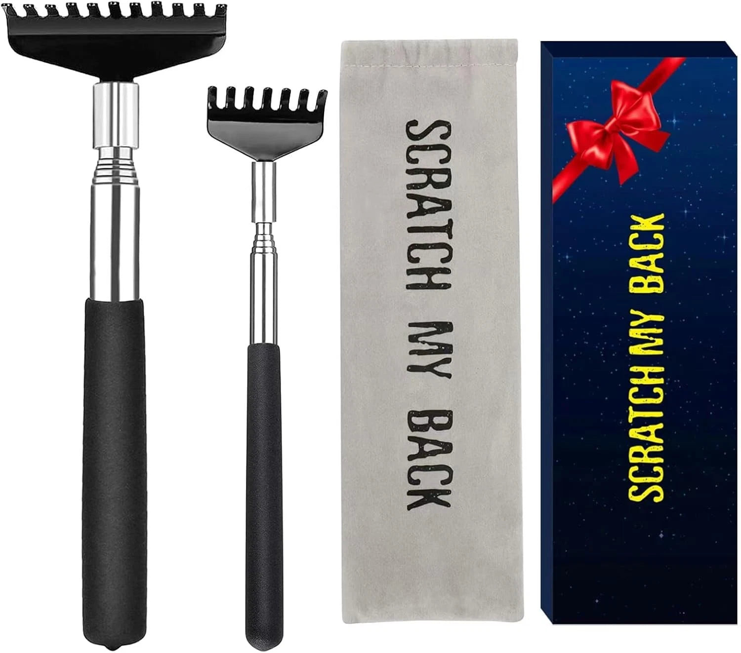 Luxury 2-Pack Telescoping Back Scratcher Set - Portable Stainless Steel Relief