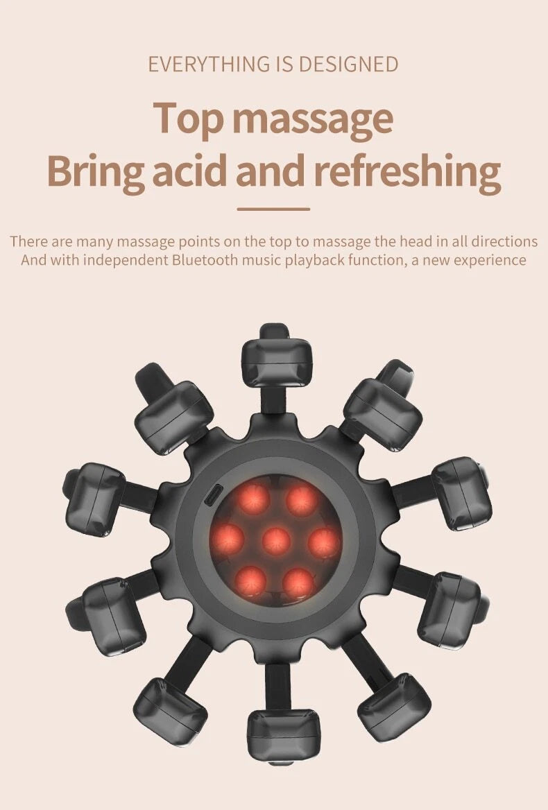 Electric Head Massager Head Scratcher Bluetooth Music Vibration Scalp Massage