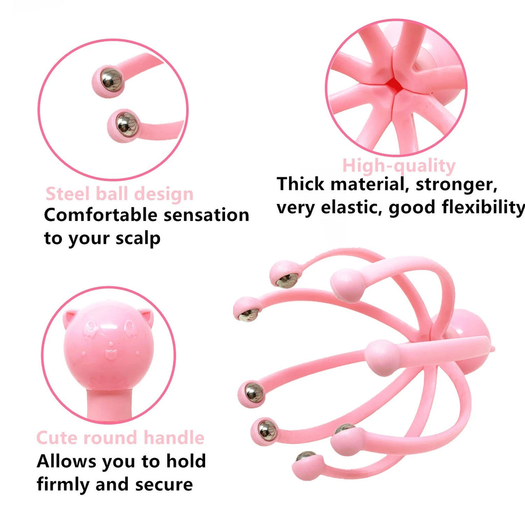 Head Massager/Scratcher, Massaging Scalp Help Relax, Calm Stress, w/ Steel Ball