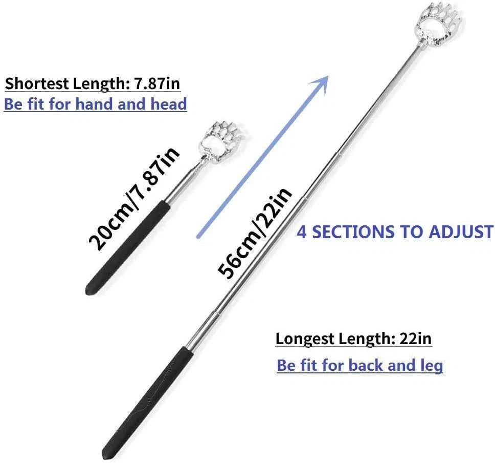 2PCS Back Scratchers, Bear Claw Shaped Extendable Metal Retractable Telescopic H