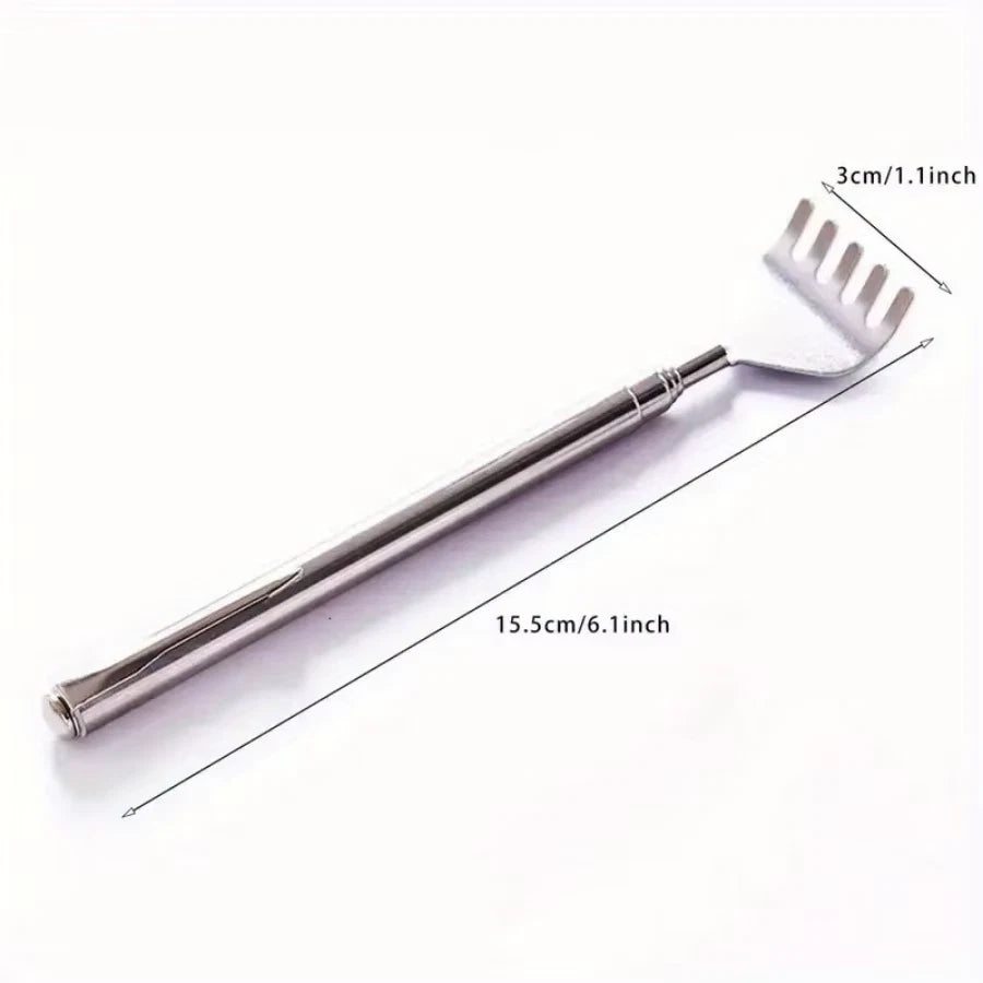 Silvery Telescopic Back Scratcher Portable Extendable Stainless Steel Men Women