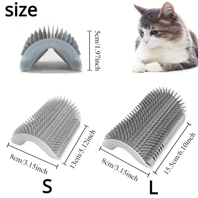 Wall-Mounted Cat Scratcher & Self-Groomer: Pet Brush, Hair Remover & Massage Too