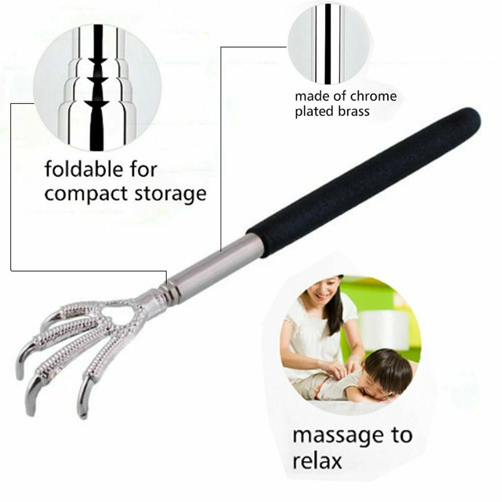 Extendable Back Scratcher Metal Telescopic Eagle Claw Portable Black Massager UK