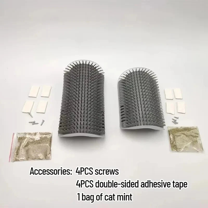 Wall-Mounted Cat Scratcher & Self-Groomer: Pet Brush, Hair Remover & Massage Too