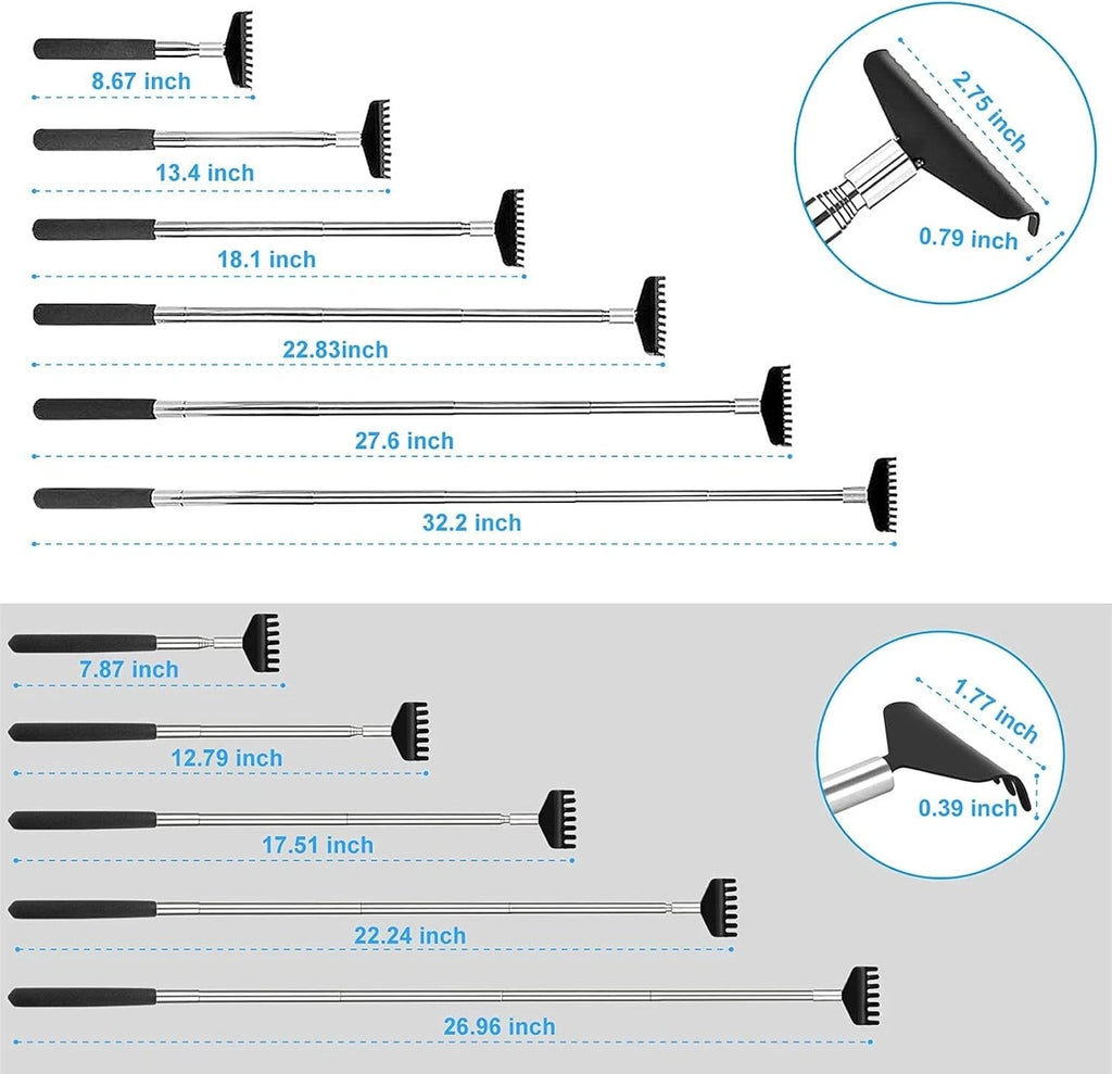Luxury 2-Pack Telescoping Back Scratcher Set - Portable Stainless Steel Relief
