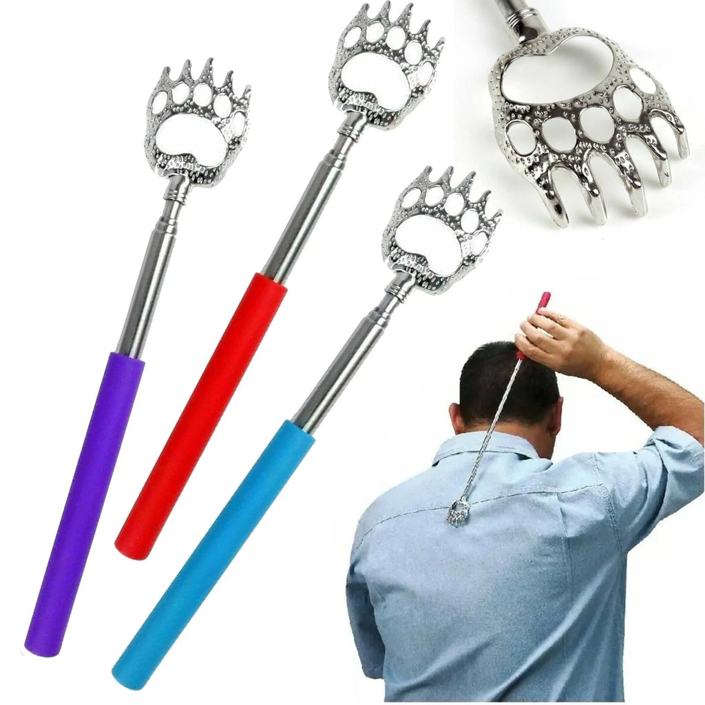 Portable Extendable Bear Claws Metal Back Scratchers,Rubber Handle Adults Gadget