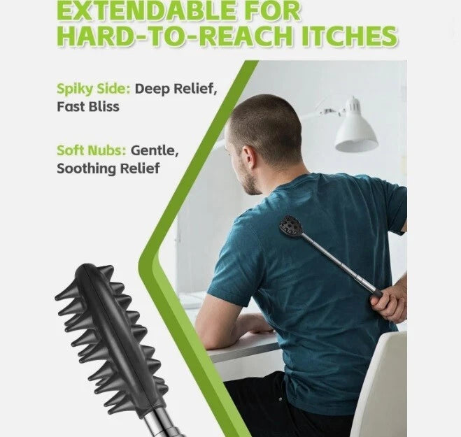 3 Pack Back Scratcher Metal Portable Telescoping Back Scratchers with Rubber Han