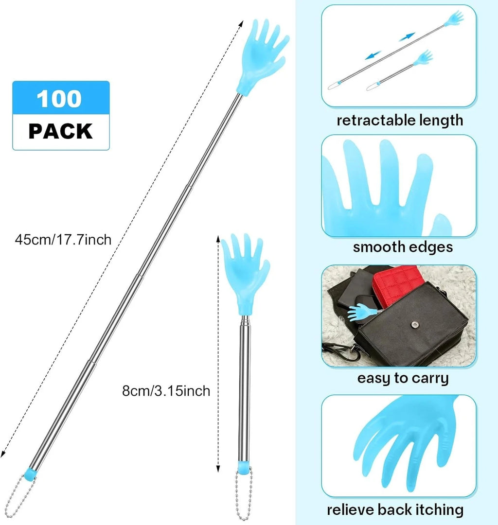 Portable 100 pcs Extendable Back Scratchers - Ideal for Self-Care and Pets