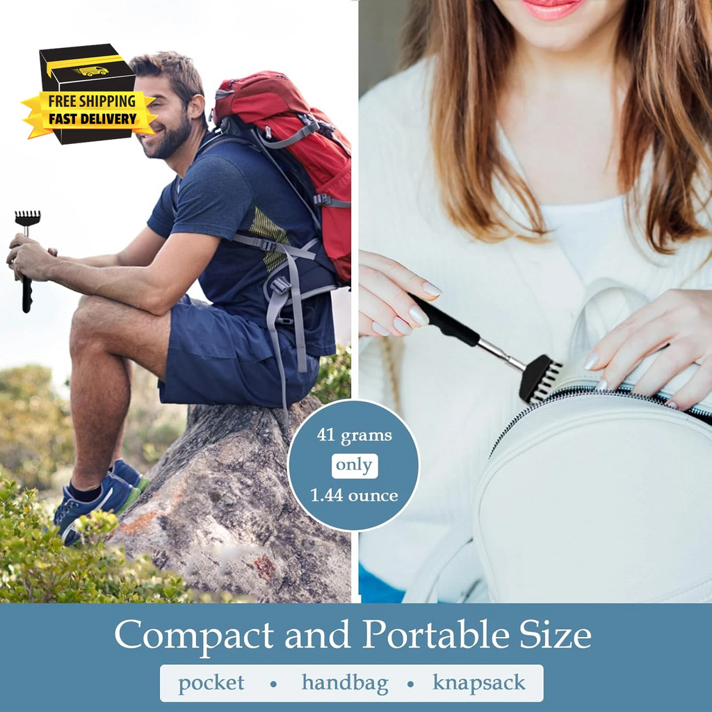 3 Pack Back Scratcher Extendable Metal Portable Back Scratcher for Men Women Adu