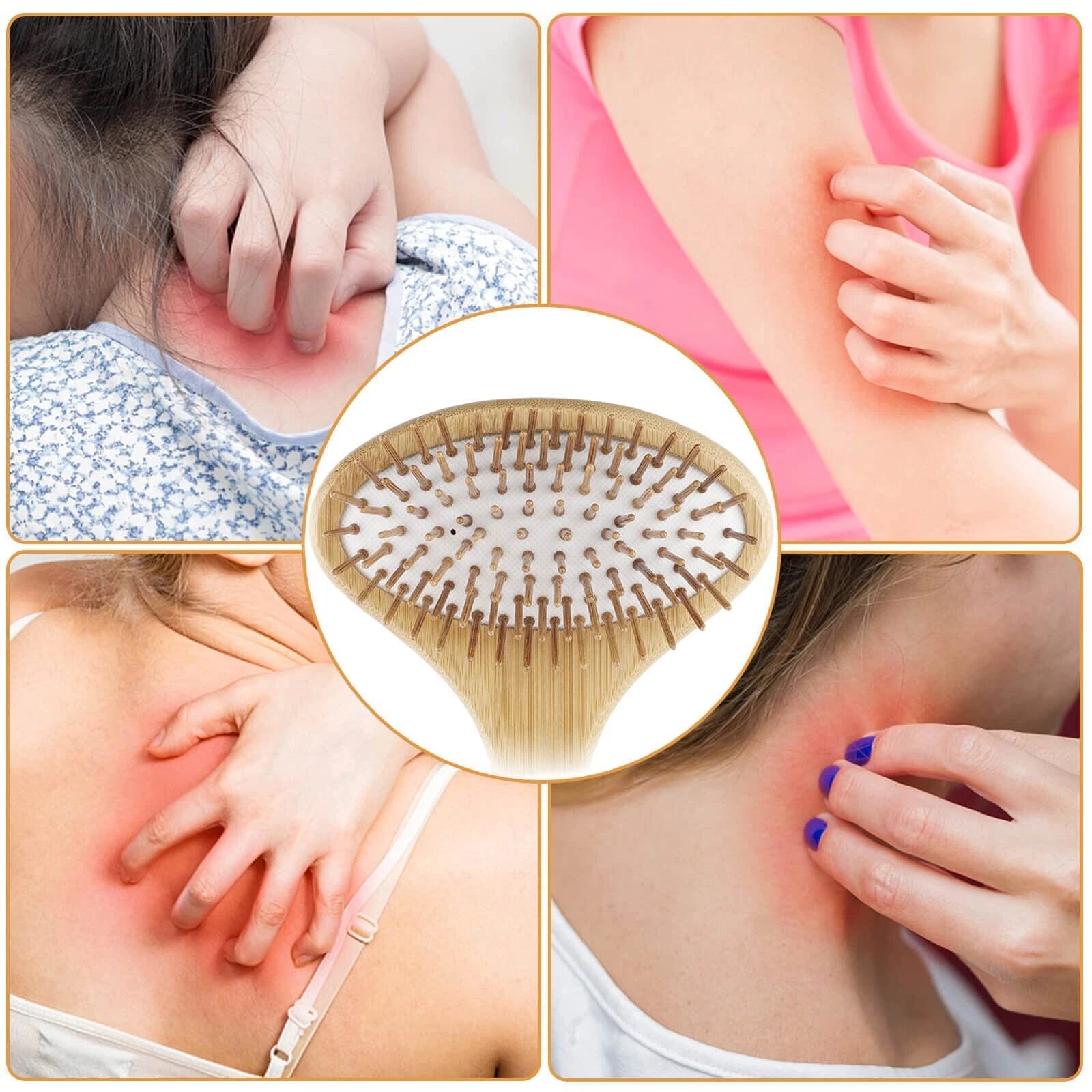 Bamboo Oversize Curved Back Scratcher - Large 104 Wooden Points Provide