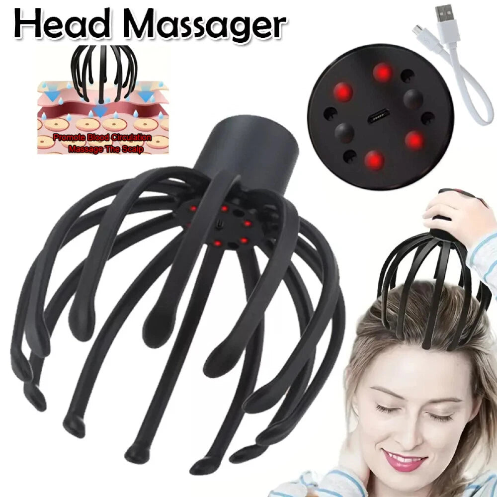 Octopus Claw Head Massager Scratcher Scalp Massage Relax Calm Stress Relief USB