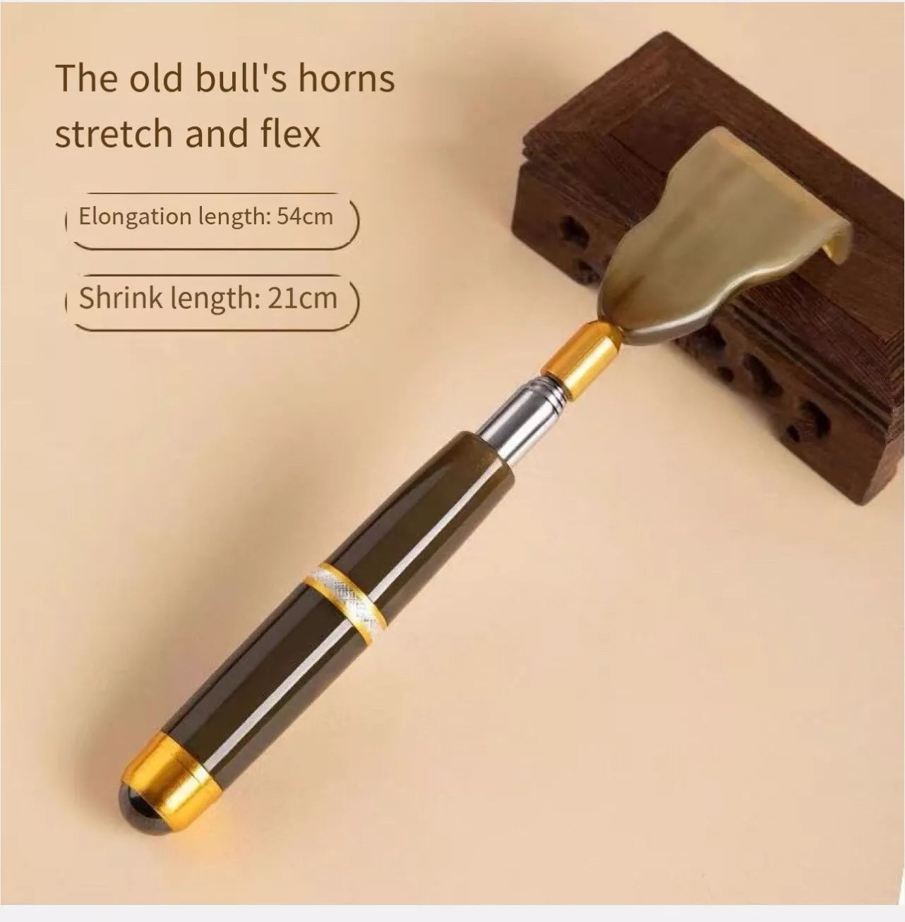 RAKE BACK SCRATCHER cowhorn Extending Massager Telescopic Portable