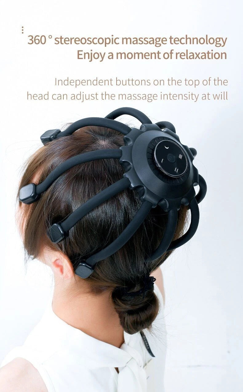 Electric Head Massager Portable 10 Vibrating Massage Contacts Bluetooth Music