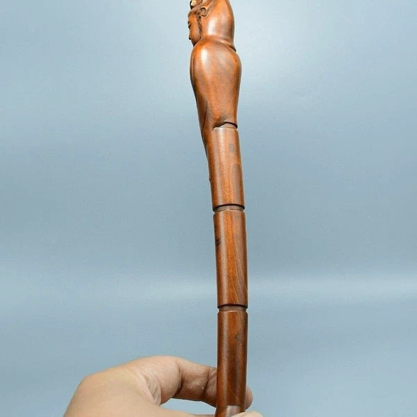 Boxwood Carved Avalokitesvara Back Scratcher Itch Hand Massage Health Care