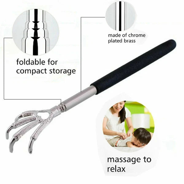 Extendable Back Scratcher Metal Telescopic Eagle Claw Portable Black Massager UK