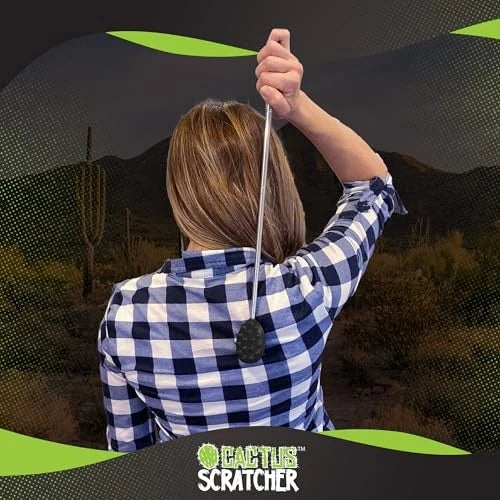 Cactus Back Scratcher for Women & Men, 24.9" Extendable Original Stick Black