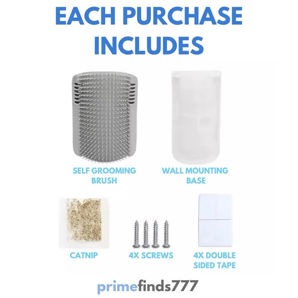 Cat Self-Groomer & Face Scratcher -Wall Corner Massage Comb, Grooming Brush Tool