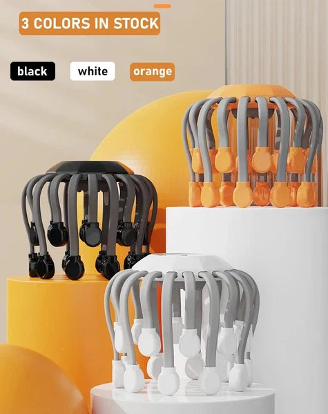 20Massage Heads Orange Scalp Head Massager Red Light Vibrator Octopus Scratcher