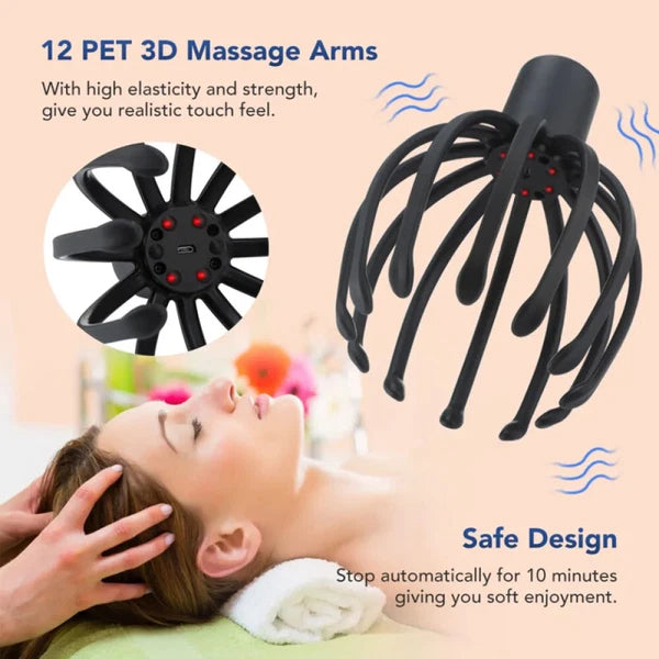 Octopus Claw Head Massager Scratcher Scalp Massage Relax Calm Stress Relief USB