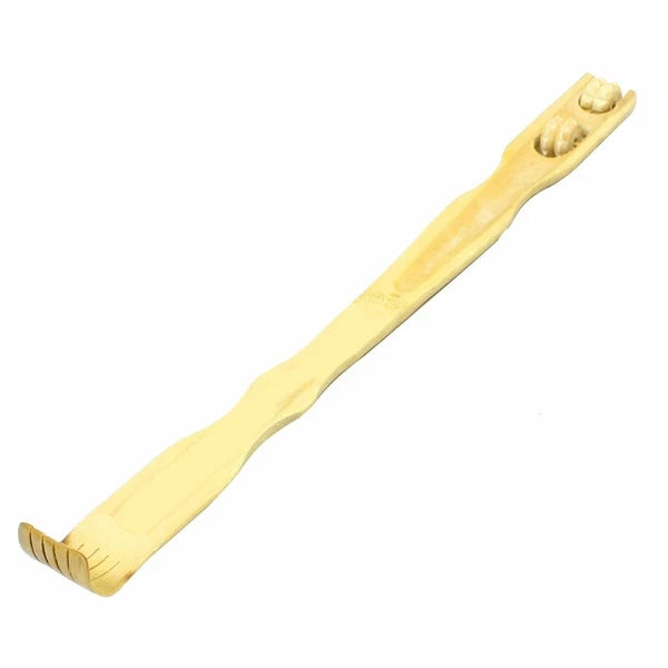 18" Bamboo Wooden Itch Therapeutic Relaxer Back Scratcher w/ Massage Rollers