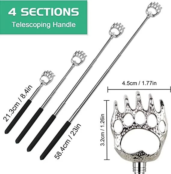Telescopic BEAR CLAW BACK SCRATCHER Metal Extending Extendable Massager Portable