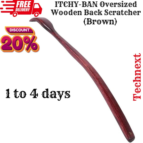 Oversized Wooden Back Scratcher: 18'' Extended Curved Handle for Better Reach,